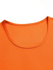 Men Solid Color Sleeveless Gym Tank Top Muscle Fit Workout Fitness Vest - Orange - View 5