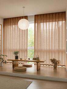 1件纯色现代人造丝遮光窗帘，杆袋式设计，适用于客厅和卧室 - 透光窗帘，客厅窗帘，卧室窗帘 - 彩色 - 查看 6