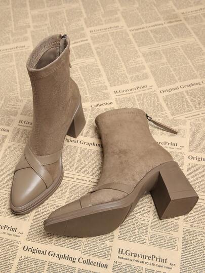 2025秋季新款高品质热销撞色优雅切尔西靴，秋季踝靴，女士秋季靴，粗跟