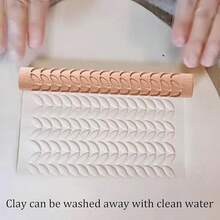 JOJOCY Clay Rollers Textured, Wooden Hand Rollers Clay Modeling Pattern Rollers Kit Foliage Barks Ripples Stars Pebbles Swflake Ceramic DIY Tools Pottery Stamp Roller For Pasta (Set 2) - 第一組 - 查看 8