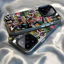 Epc G- Rock Band funda de teléfono de dibujos animados IMD funda de teléfono para 17 16 15 14 13 12 11 Pro Max Plus Color plata cubierta - Negro - Ver 4