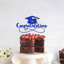 Congratulations 2025 Graduation Cake Topper,Congrats Grad Cake Decor - 2025 High Schoolsss/College/Senior Graduation Party Decorations Supplies (Dark Blue Gold){Inchcolor_nameinch:InchDarkBlueGoldinch} - 深藍色金色 - 查看 8