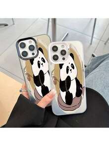 Panda Buddha Design Two Colors Acrylic Hard Case, Shockproof And Anti-Slip Protective Cover For IPhone - Silver - View 4