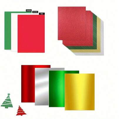 33 Blatt Weihnachts-Karton, dick, rot, grün, glitzernd, silber, gold, Feiertags-Karton für Weihnachtskarten, Basteln, Scrapbooking, Einladungen, Grußkarten, Geschenkanhänger