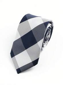 1 pieza Corbata delgada formal de negocios para hombres a cuadros y rayas de 6 cm, adecuada para el trabajo, uso diario, bodas y fiestas