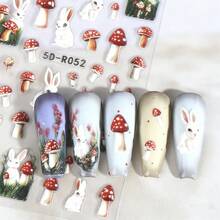 2 Sheets 5D Embossed Kawaii Colorful Floral & Butterfly Nail Art Stickers - Colored Flowers, Whimsical Butterflies, Heart Shapes & Cute Floral Designs Nail Art Decals For Women DIY Holiday Nail Decoration - Multicolor - View 6