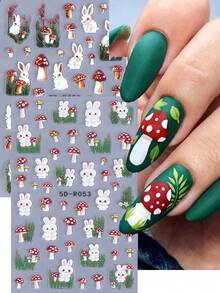 2 Sheets 5D Embossed Kawaii Colorful Floral & Butterfly Nail Art Stickers - Colored Flowers, Whimsical Butterflies, Heart Shapes & Cute Floral Designs Nail Art Decals For Women DIY Holiday Nail Decoration - Multicolor - View 10