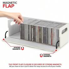 Stock Your Home CD Storage Box Organizer Shelf For Movie Cases DVDs Cassette Tape Display Stand Disc Holder Can Store Up To 40 CDs Faux Leather White - White - View 3