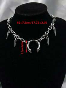 1pc Fashionable Creative Star Cone Geometric Pendant Necklace, Minimalist Gold/Silver Unisex Necklace Suitable For Party, Gathering, Outing, Performance, Music Festival, Daily Outfit Matching