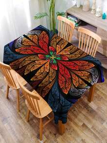 1 pieza Mantel con estampado de hojas, mantel rectangular impreso ligeramente resistente al agua, adecuado para decoración de restaurante y sala de estar - Multicolor - Ver 8