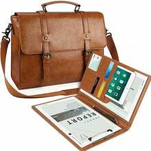 Vintage Portafolios para Hombre 15.6 Pulgadas,Maletin para Laptop PU Piel Retro,Bolsa de Mensajero Impermeable - Multicolor - Ver 9