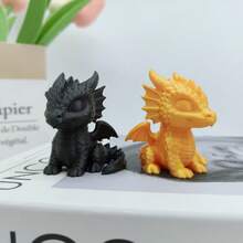Estatua de figurita de dragón bebé impresa en 3D, de material plástico, con diseño fantástico y realista - No se necesita electricidad, apta para decoración del hogar, oficina y jardín - Decoración multiusos para habitación, decoración con tema de animales, fondo, escritorio, estantería