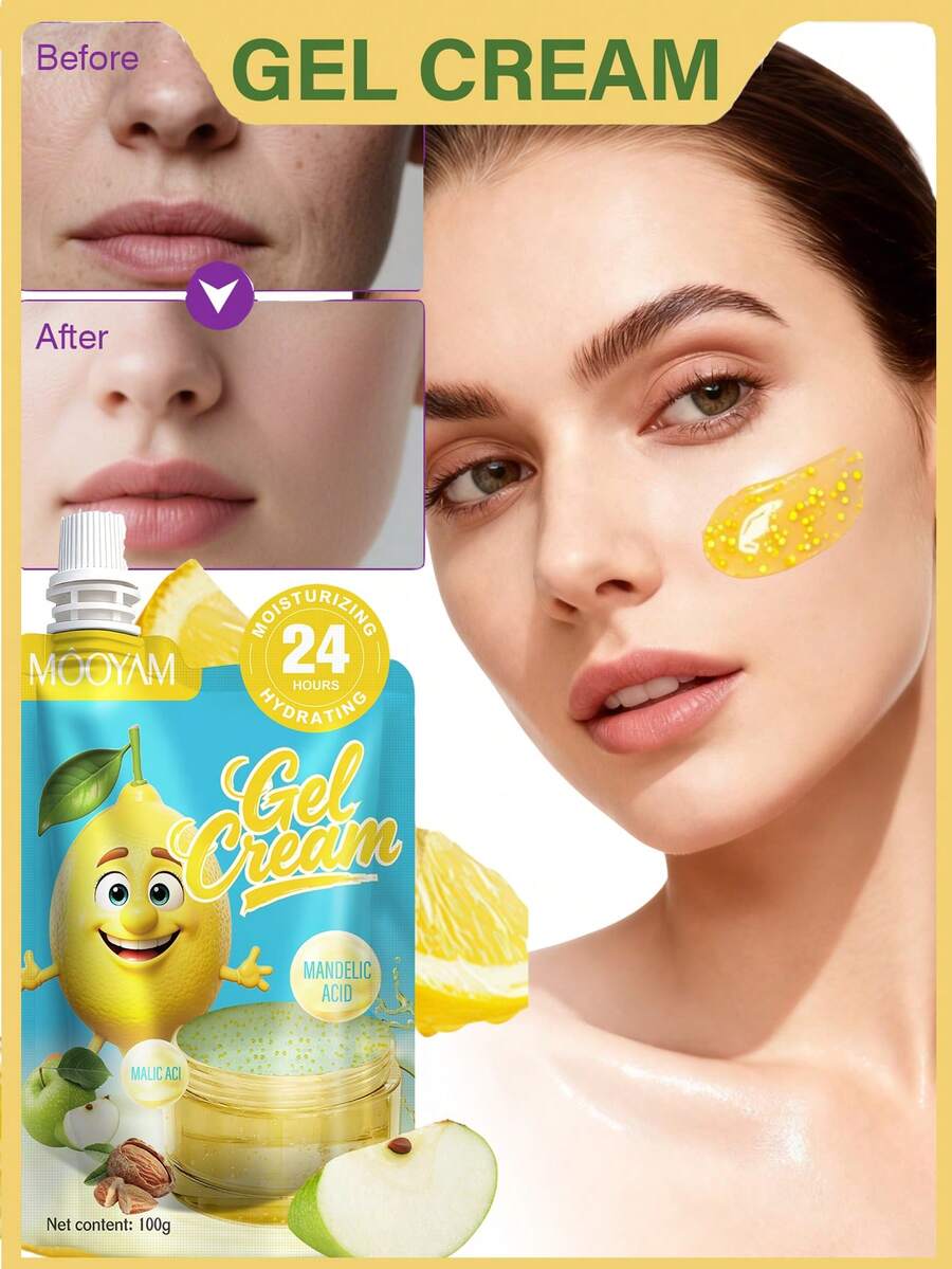 100g Crema facial de ácido glicólico, crema gel, blanqueadora y iluminadora, hidratante y nutritiva, uniforma el tono de la piel, contiene vitamina C, fórmula coreana.