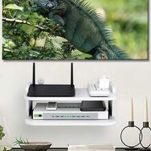 WiFi Router Floating Shelves White Wall MProjector, TV, Set-Top Box, Router, Living Room, Bedroom, Bathroom, Wooden Wall-Mounted Stand - Cable Management Storage Rack Shelfount Under TV Shelf 30 X 20 X 15 Cm Set Top Box Stand No Punch Game Console Rack For Living Room Bedroom - White - View 7