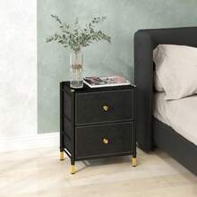 Faux Leather Bedside Table - Black - Default - View 10