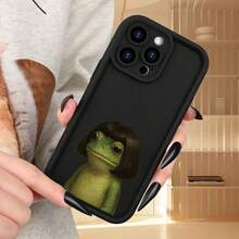 Una funda de teléfono con diseño de rana linda e interesante, una funda de protección personalizada simple y elegante, diseño a prueba de golpes y anticaídas, adecuada para todas las series de teléfonos , compatible con  17.17 Pro...17 Pro Max...17 Agua. 16.16 Pro...16 Pro Máx.16 más.. 15.15 Pro Max...15 Pro...15 más.. 14.14 Pro...14 más..14 Pro Max... 13.13 Pro...13 Pro Max...12.12 Pro...12 Pro Max...11.11 Pro...11 Pro Máx.XR.X.XS.XS máx.Se.MiNi, es un poco extraño, pero muy protector. - Negro 726 - Ver 4