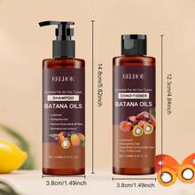 巴塔纳油洗发水和护发素套装，滋养秀发，保湿柔顺，抚平毛躁，令秀发丝滑亮泽，深层清洁，保湿柔顺秀发，增强头发弹性，天然护发素，适合所有发质。 - 咖啡棕 - 查看 10