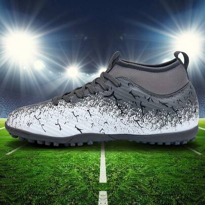 1 Pair Adult, Youth, Student High-Top Outdoor Soccer Cleats, Non-Slip, Durable TF Spikes For Artificial Turf, Sand, Natural Grass, Indoor Court, Men's Football Training Shoes With Laces, Small Size Women's Soccer Shoes, Lightweight, High-Performance, Anti-Slip Design, Professional Soccer Boots