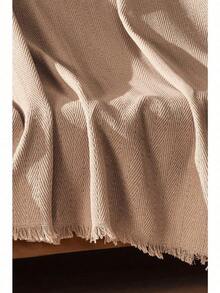 Non-Slip, Fringed Sofa Cover – 100% Cotton - 185*215 Cm - Soft & Comfortable MADE IN TURKEY - Mocha Brown - View 3