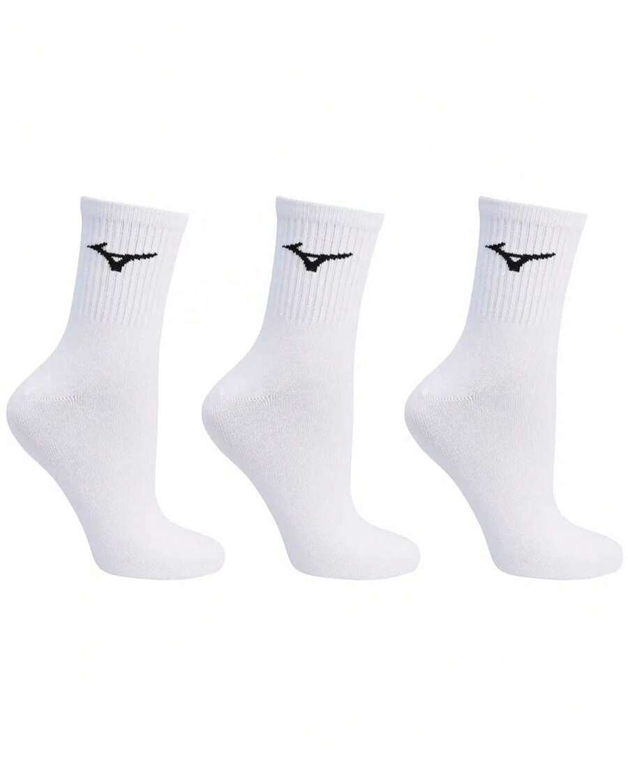 Mizuno Mid-Calf Training Socks Kit, 3-Pack - White - White - View 1