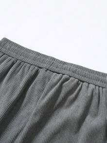 Men's Corduroy Drawstring Pants, Casual Loose Fit Trousers, & Versatile For Spring & Autumn - Light Grey - View 7