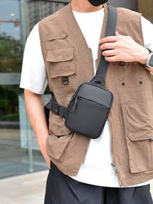 1pc New Sports Chest Pack For Men, Ultra-Small Phone Waist Bag, Multi-Function Portable Bag, Suitable For Teens, Casual Outdoor Activities, Athletic, Vacation, Travel, Graduation Gifts, Birthday Accessories - Black - View 3