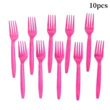 Zestaw 10/30 szt. różowych plastikowych naczyń stołowych, idealny na imprezy festiwalowe, Dzień Matki, wesela, urodziny i spotkania – modne noże do ciasta, widelce i łyżki – idealne na formalne wydarzenia i do jadalni