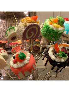 100pcs/10pcs Silver Disposable Bamboo Skewers, Round Bead Design, Suitable For Kitchen, Salad, Wedding, Party