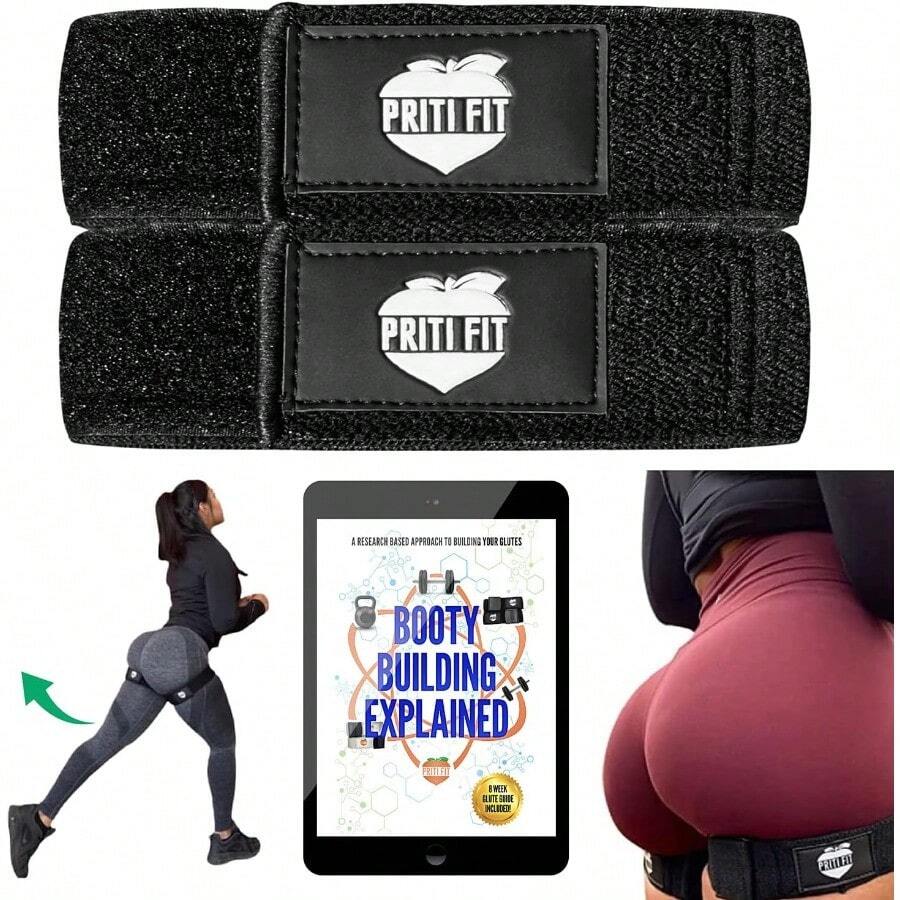 BFR Booty Bands For Women With 8Week Guide For Legs Glutes And Hip Building Blood Flow Restriction Occlusion Bands For Workouts Best Fabric Resistance Loop Tone And Lift Your Butt Squat Thigh Fitness - Black - View 1