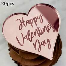 5个/10个/20个金色亚克力情人节蛋糕装饰摆件，求婚甜品桌心形装饰品 - 彩色 - 查看 24