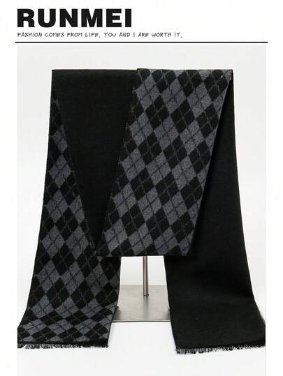 男士绅士风30*180厘米简约保暖围巾一条，适合商务、外出和日常搭配，秋冬季适用。