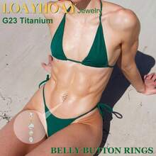 G23 Titanium Dangle Belly Button Rings Women Internally Thread Curved Barbell Belly Rings Dangling Navel Rings CZ Teardrop Navel Piercing Jewelry 6 - 16mm - 條長度 16 毫米 + 金 - 查看 7
