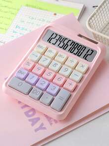 1pc 12-Digit Solar-Powered Dopamine Calculator, Made Of High-Quality Materials, Flexible Buttons, Solar + Battery Dual Power Supply, Suitable For Finance, Retail, Front Desk, School, Stylish Calculator - Single Piece - View 15