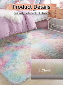 1 块毛绒地毯，防滑地毯，适用于家庭、客厅、卧室 - 彩色 - 查看 5