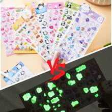 3D Stereoscopic Stickers, Children's Creative Cartoon Glitter Crystal Stickers, Fun Embossed Stickers, Glow-In-The-Dark Stickers - Multicolor - View 2