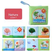 蒙特梭利感官书套装 - 6合1可水洗布书，带沙沙作响的页面和磨牙玩具 | 适合0-12个月婴儿的返校玩具 - 彩色 - 查看 8