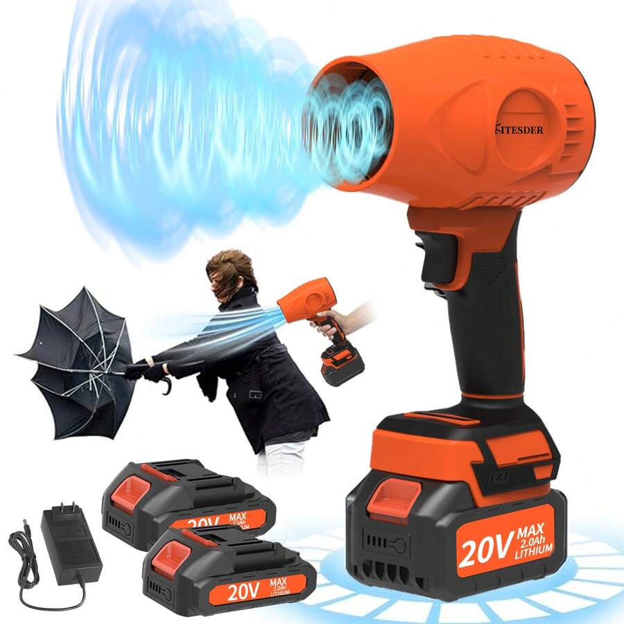 KITESDER Electric Cordless Leaf Blower, Handheld Electric Leaf Blowers, Mini Jet Dry Blower Fan With Batteries And Charger,Speed 0 - 31000 Rpm, Violent Blower For Lawn, Patio, Outdoors, Car, Home