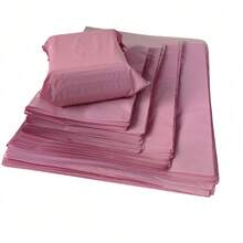 50个粉色混色邮寄袋、快递袋、加厚塑料包装袋、自封袋，5种尺寸（每种10个），聚酯纤维材质