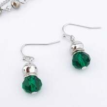 Conjunto de joyería Bocar de 3 capas con collar de cuentas y pendiente de cadena larga para mujer - Verde Oscuro - Ver 4