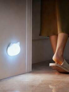 1pc Cat Shaped Wireless Smart Motion Sensor Light, USB Rechargeable, Suitable For Children's Room, Hallway, Cabinet, Bedroom, Nursery, LED Bedside Lamp, Sleep Charging LED Bedside Night Light, For Indoor, Bedroom, Room, Living Room, Office