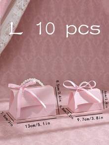 10个装时尚压纹礼品盒，黑白款式，配缎带和仿珍珠手柄，多种尺寸可选，适用于各种场合。凸版印刷花卉糖果盒，迷你包装袋，纸盒，礼品套装盒，小礼品袋，婚礼回礼，派对装饰。