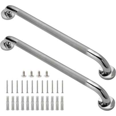 2-Pack Stainless Steel  Grab Bar - 19-Inch Anti-Slip Shower Handle With Knurled Grip, Heavy-Duty Bathroom Assist Bar For Elderly (Polished)