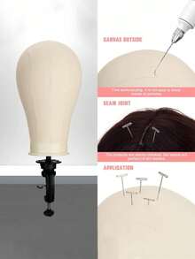 Canvas Wig Mannequin Head With Clips Set - Stable DIY Wig-Making Accessories For Costume Styling - Multicolor - View 5