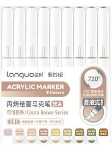 languo 207色不透明液体软头马克笔，覆盖力强，适用于卡通人物绘画、石头、玻璃、DIY涂鸦、陶瓷、金属表面。 - 彩色 - 查看 30