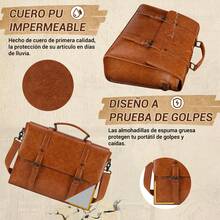 Vintage Portafolios para Hombre 15.6 Pulgadas,Maletin para Laptop PU Piel Retro,Bolsa de Mensajero Impermeable - Multicolor - Ver 5