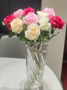 1pc/3pcs/10pcs (20.4 Inches Tall) Multi-Color Long Stem Artificial Silk Rose, Suitable For Wedding Centerpiece Decor, Valentine's Day, Anniversary Gifts, And Home Decoration - Multicolor - View 7