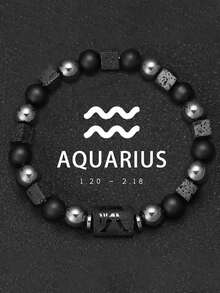 YAUKIA 十二生肖男女情侣友谊手链，火山石和赤铁矿珠子串成，绝佳的个性化礼物 - 彩色 - 查看 5