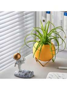 卡通宇航员手机平板支架，可爱装饰摆件，迷你雕像，桌面收纳架，适用于客厅、卧室、办公室、厨房 - 解放双手，方便看视频、充电、工作、烹饪 - 太空人款 - 查看 5