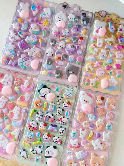 Cute Little Bear Bunny Soft Butt Sticker 3D Decompression Animal Fun Press Sticker