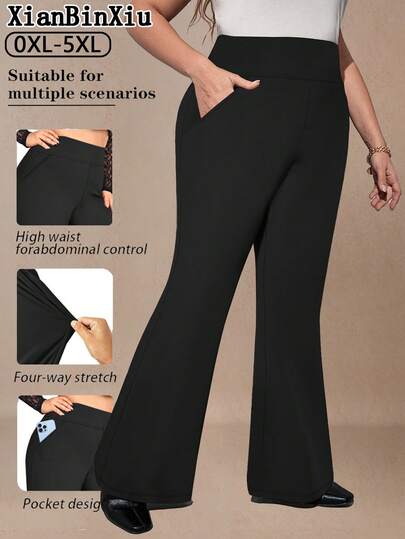 XianBinXiu 1 Stück Damen Yoga Hose in Navy Blau mit weitem Bein, Loose Fit Lässig Yoga Leggings mit Taschen in Große Größen